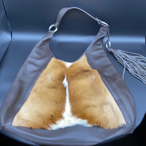 Springbok and leather shoulder bag - Picture 5 of 5